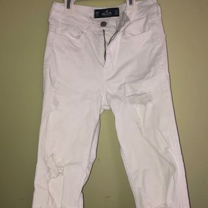 Hollister white ripped jeans lightly worn